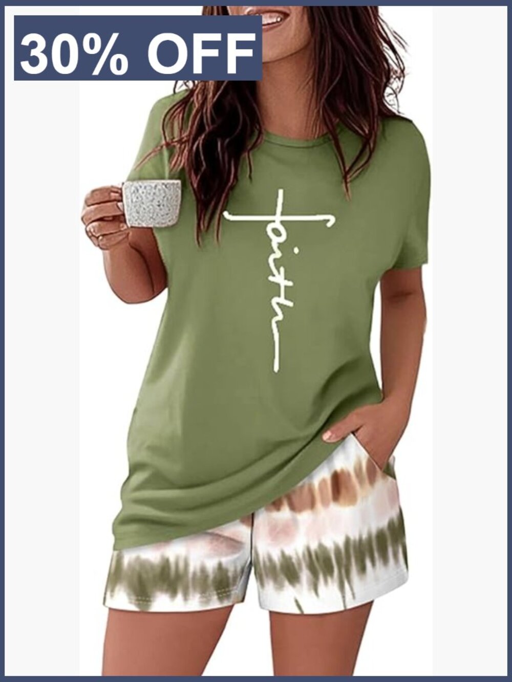Soft Polyester Pajama Set with Pocket Shorts, Medium Plus Size Lounge Wear
